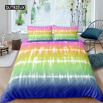 Abstract Regenboog Kleurrijke Beddengoedset Queen King Single Dekbedovertrek Droom Polyester Dekbedovertrekken Kussensloop Zacht Beddengoed EU Double(200x200cm)