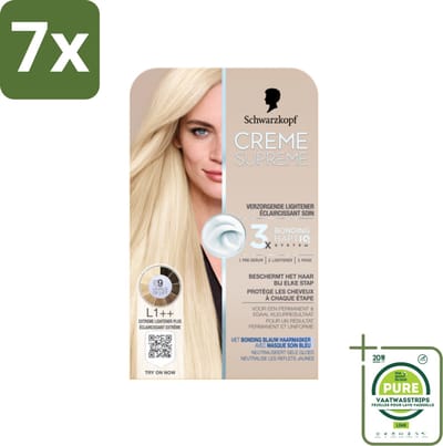 7 x Schwarzkopf - Haarkleuring - Creme Supreme L1++ - Extreme Lightener Plus - 245g - Grootverpakking - Blondeerbehandeling - Permanente Haarkleuring - Blond Haar - Haarkleur - Haarkleuring