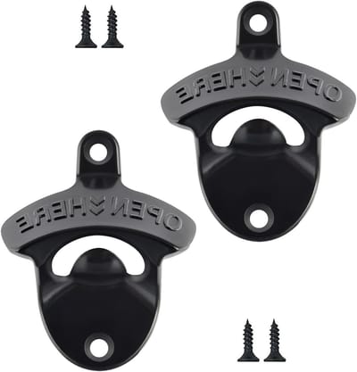 Muurbevestigde Flessenopener in Zwart - Handig voor Thuis, Bar of Tuin - Perfecte Gadget voor Feestjes en BBQ's