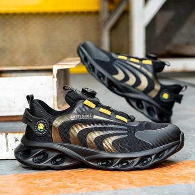 Draaibare Knop Heren Veiligheidswerkschoenen Modestijl Ademend Punctiebestendig Buitenschoenen Antislip Plateauschoenen Voor Heren 40