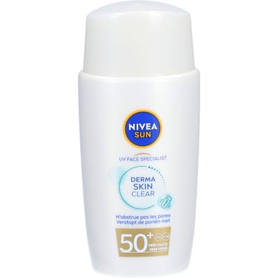 NIVEA SUN UV Face Derma Skin Clear Ultralichte Zonnebrand Gezicht - SPF 50+ - Voor de onzuivere huid - Zonnecrème met Niacinamide - Voorkomt Puistjes