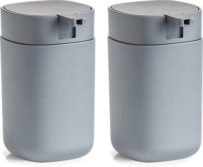 Zeller Zeeppompje/dispenser - 2x - kunststof - grijs - 12 cm - modern