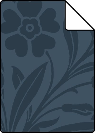 Proefstaal ESTAhome behang bloemen donkerblauw - 26.5 x 21 cm - 139296-S