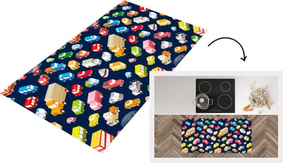 Keukenloper - Loper keuken - Patroon - Auto - Verkeer - 120x60 cm - Keukenloper vinyl