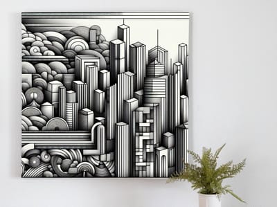 Line art relief schilderij | Golvend symfonie van lijnen en reliëf in artistiek kunstwerk | Kunst - 75x75 centimeter op Forex | Foto op Forex