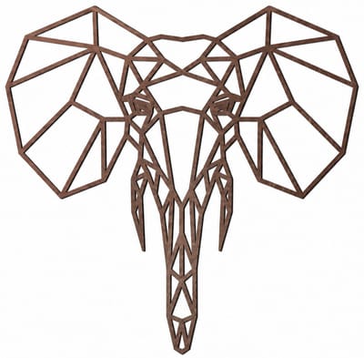 Houten wanddecoratie - Wooden wall decoration | Olifant 50 x 50cm Elephant | Donker hout - Dark wood | Geometrische muurdecoratie - Geometric wall art - Origami Design Wandfiguur - Echt Hout - Real Wood - Afrikaanse Dieren