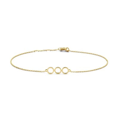 New Bling 9NBG-0351 Gouden Armband - Dames - Cirkels - 4,6 x 14 mm - Ankerschakel - 0,85 mm Dikte - 16 + 1 + 1 cm - 14 Karaat - Goud