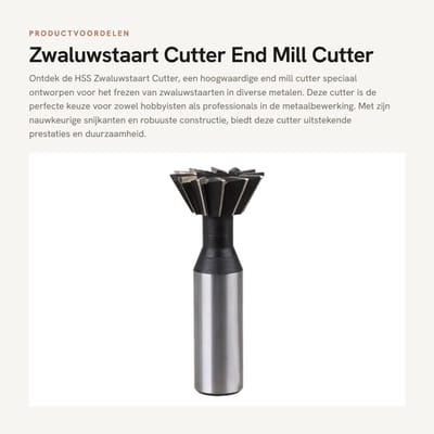 Dailygoods- Zwaluwstaart Cutter HSS - Rechte Schacht - Frees voor Metalen Bewerking - Dubbelzijdige Snijrand - Geschikt voor Gietijzer/Koolstofstaal - Snijder Diameter 10-30mm