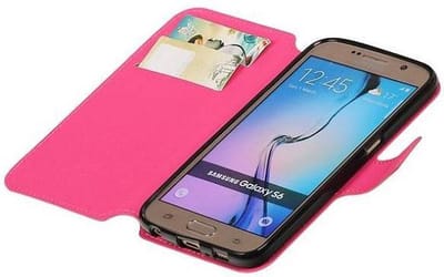 Cross Pattern TPU Bookstyle Hoesje - Wallet Case Telefoonhoesje - Geschikt voor Samsung Galaxy S6 G920F Roze