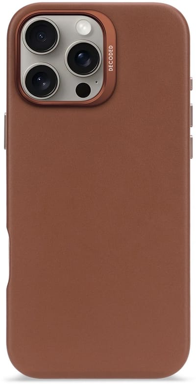 DECODED Leren Hoesje Geschikt voor iPhone 16 Pro - Gemaakt van Premium ECCO Leer - Geschikt voor MagSafe - Bruin
