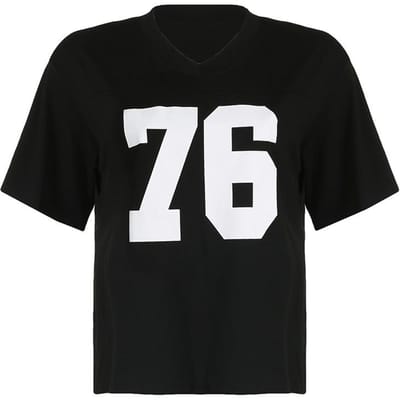 Digitale Print Losse V-hals T-shirt met Korte Mouwen Zomer Spice Girl Persoonlijkheid Veelzijdig Trend Casual Top M