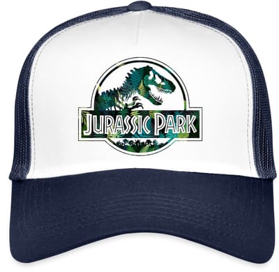 Jurassic Park Logo Met T-Rex Bladeren Ontwerp Trucker Cap