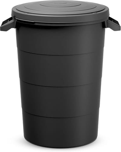 Regenton met deksel - Kunststof ton - Water opslaan - Universeel inzetbaar - 80 liter - Antraciet