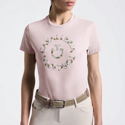 Cavalleria Toscana Dames Floral Embroidery T-Shirt XS Violet Ice