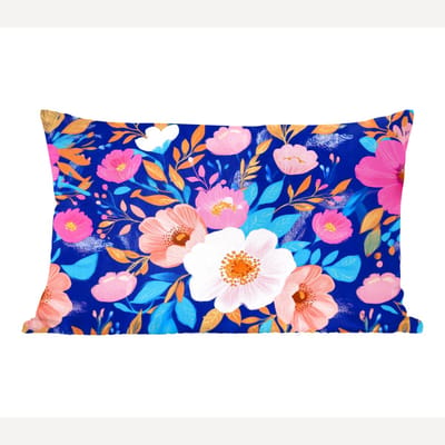 Sierkussens - Kussentjes Woonkamer - 60x40 cm - Bloemen - Blauw - Roze