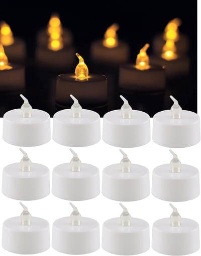 Set van 12 Flikkerende LED Theelichtjes voor Feesten en Decoratie