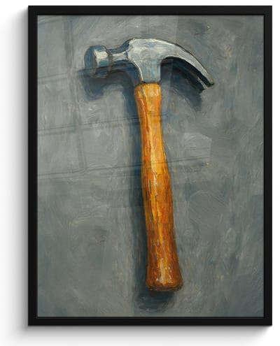 Poster in lijst - Fotolijst 50x70 cm - Posters - Hamer - Schilderij - Gereedschap - Posterlijst zwart - Decoratie - Wanddecoratie woonkamer - Muurdecoratie slaapkamer
