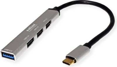 Roline 14.02.5053 14.02.5053 USB-hub 4 poorten USB-A 3.2 Gen 1 USB 3.2 Gen1 5 GBit/s Met aluminium behuizing Aluminium