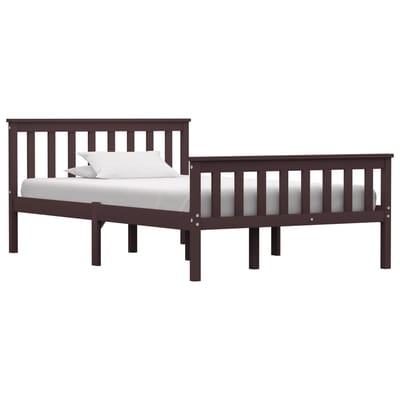 vidaXL - Bedframe - massief - grenenhout - donkerbruin - 120x200 - cm
