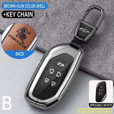 Étui de clé de voiture en cuir et alliage de zinc Pour Dongfeng Forthing Fengxing T5 Evo Porte-clés télécommandé Coque de protection Accessoires Fob keycase for Forthing black