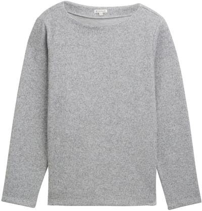 Tom Tailor - Plus Size - Zacht aanvoelend sweatshirt met knoopdetails - Maat 46 - medium silver grey melange