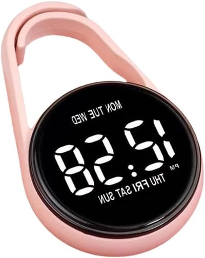 Mini Digitale Klok - Hangend Horloge - Studie Hulp - Touchscreen Bediening - 3.8 cm Diameter - Roze