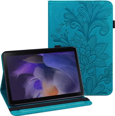 Coverup Tablethoes geschikt voor Samsung Galaxy Tab A8 10.5 (2021) Hoesje - Bloemen Book Case - Blauw