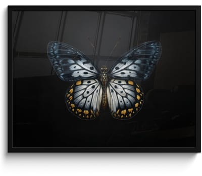 Poster in lijst - Fotolijst 70x50 cm - Posters - Vlinder - Monochroom - Balans - Posterlijst zwart - Decoratie - Wanddecoratie woonkamer - Muurdecoratie slaapkamer