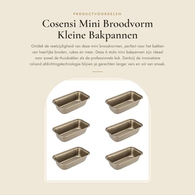 Dailygoods- Broodvorm Mini - 6 Stuks - 15,6 x 8,5 cm - Rechthoekig - Hittebestendig - Afdichtingstechnologie - Geometrische Textuur - Bakpan