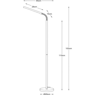 Lucide LED vloerlamp Gilly, wit, flexibel, metaal, hoogte 153 cm