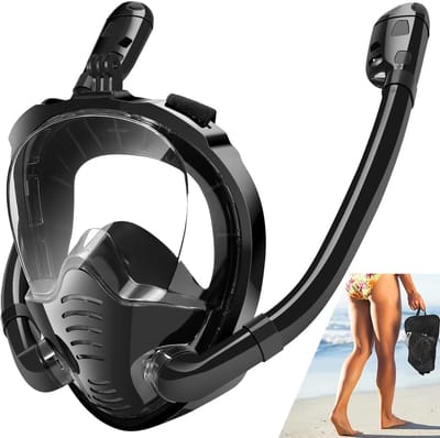 180° Panoramisch Duikmasker Serie - Dubbel Luchtpijp Systeem - Droge Top Technologie - Volledig Gezicht Bedekking - Voor Snorkelen & Freediving - Zwart
