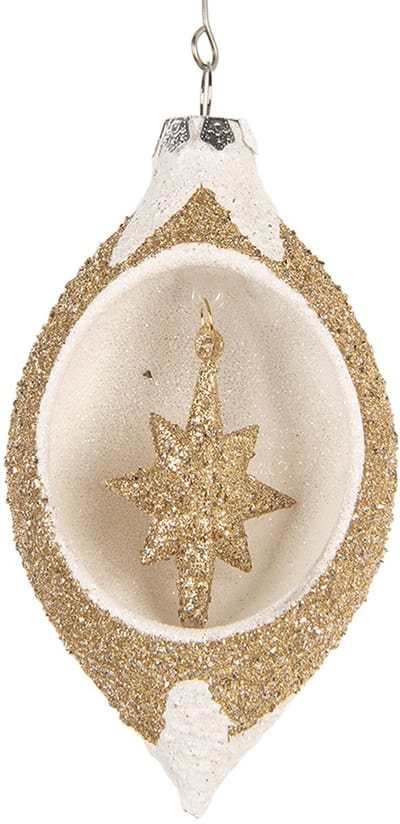 Clayre & Eef Kerstbal Overig 7x6x12 cm Goudkleurig Glas Kerstballen