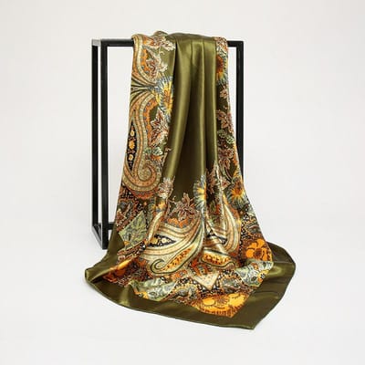 90*90cm Mode Zijden Sjaal Scarftop Hoofdbanden Dames Vintage Vier Seizoenen Haar Sjaal Hijab Foulard Bandana Vrouw Hoofddoek 90CMX90CM black