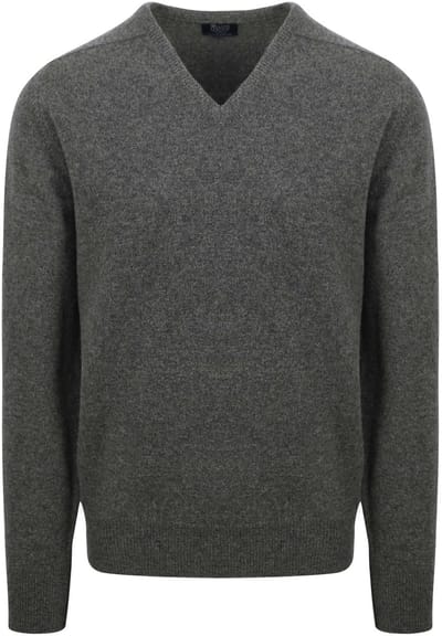 William Lockie Pullover Lamswol V Cliff Grijs - Maat S - Heren - Pullovers