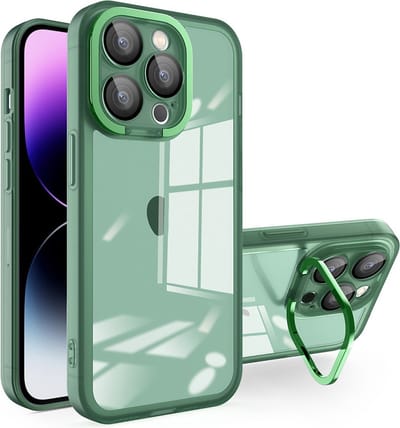 iPhone 12 PRO MAX Hoesje - Transparant - Doorzichtige Achterkant - Met Standaard - Groen - Provium