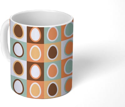 Mok - Koffiemok - Retro - Patronen - Ei - Mokken - 350 ML - Beker - Koffiemokken - Theemok