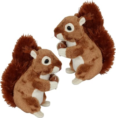 Cornelissen Knuffeldier Eekhoorns - 2x - zachte pluche stof - premium knuffels - rood - 16 cm