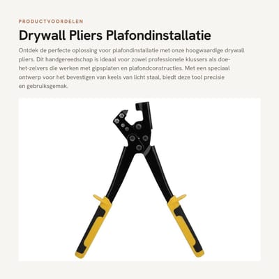 Dailygoods- Gipsplaattang Lichtgewicht - Stalen Beugel - KEL Aansluitklem - Zelfsluitende Bevestiging - Duurzaam - HRC56-58 Hardheid - Plakgereedschap