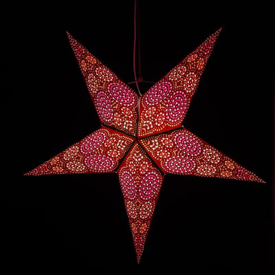 Kerstster papier met verlichting - 60 cm diameter, 24 cm diep – Kerst ster voor binnen – Goa Bruin Roze – Incl. 3 m. snoer met stekker, schakelaar en E14-fitting – Kerst Raam decoratie – Kerstversiering – Kerstverlichting