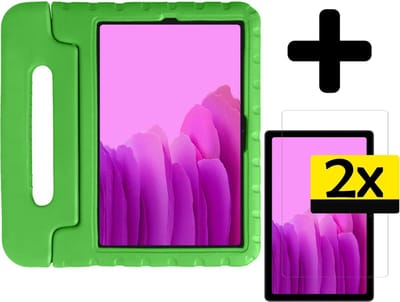 Hoes - Geschikt voor Samsung Galaxy Tab A7 (2020) - Met 2x Screenprotector - Kinderhoes Shockproof Bumper - Kidsproof Case - Tablet Hoesje - Kinder Cover - Groen