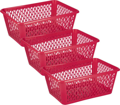 Plasticforte opbergmand/kastmandje - 3x - 13 liter - fuchsia roze - kunststof - 26 x 37 x 14 cm