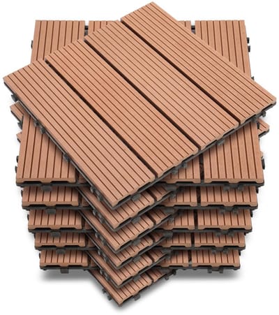 Terrastegels WPC - Balkontegels Kliksysteem - Buitenruimte Creëren - Eenvoudige Installatie - 88 Stuks 8 m² - Bruin