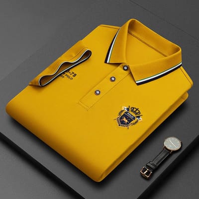Kortarm overhemd voor heren effen kleur gemerceriseerd katoen dun katoen poloshirt voor jonge en middelbare mannen met revers borduurwerk T-shirt L gray