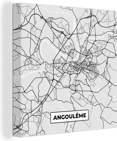 Canvas Schilderij Stadskaart – Frankrijk – Kaart – Angoulême – Plattegrond - 20x20 cm - Wanddecoratie
