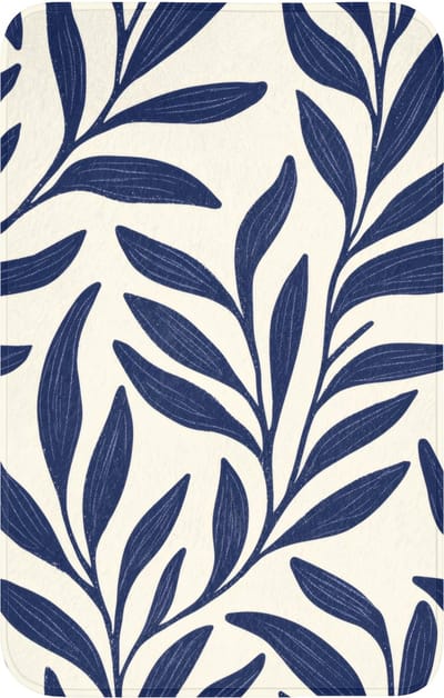 WC mat 50x80 cm - Antislip - Bladeren - Klimop - Donkerblauw - Toiletmat - Vloermat - Douchemat - Toilet tapijt - Toiletmatten