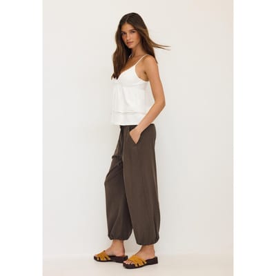 Stradivarius Pofbroek met linnenlook  Bruin XS