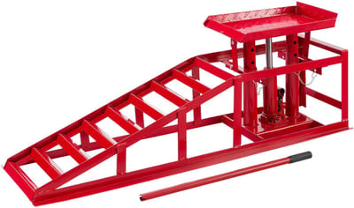AREBOS Hydraulische Oprijplaat 2T verstelbaar 290-375 mm Auto Hefplatform Staal Rood