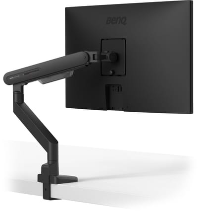 BenQ Ergo monitor arm 1 scherm zwart BSL01 - Monitor arm voor schermen tot 40 inch en 11 kg - Snelle montage - Geen wiebelen - Bovenklem en kabeltule in voet - VESA 75x75 en 100x100 mm