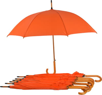 Paraplu 7 stuks - Set van 7 Automatische Paraplu Voor Volwassenen | 102cm Diameter | Windproof met Groot Formaat | Oranje met Houten Handvat