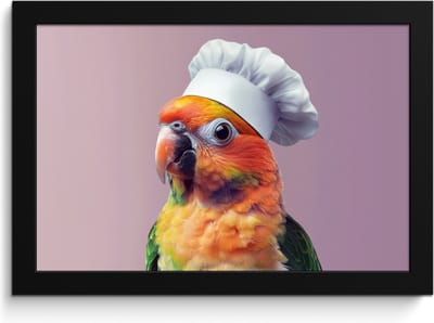 Fotolijst inclusief poster - Posterlijst 30x20 cm - Posters - Papegaai - Koksmuts - Nieuwsgierig - Vogel - Foto in lijst - Keuken decoratie muur - Wanddecoratie accessoires - Muurdecoratie - Schilderijen